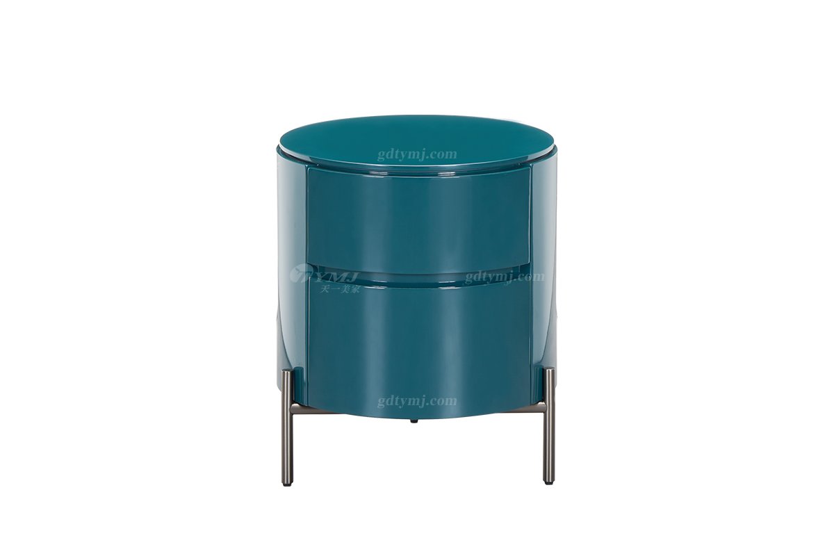 时尚91精品久久久久久水蜜桃意式极简家具别墅大宅墨绿色亮光烤漆床头柜