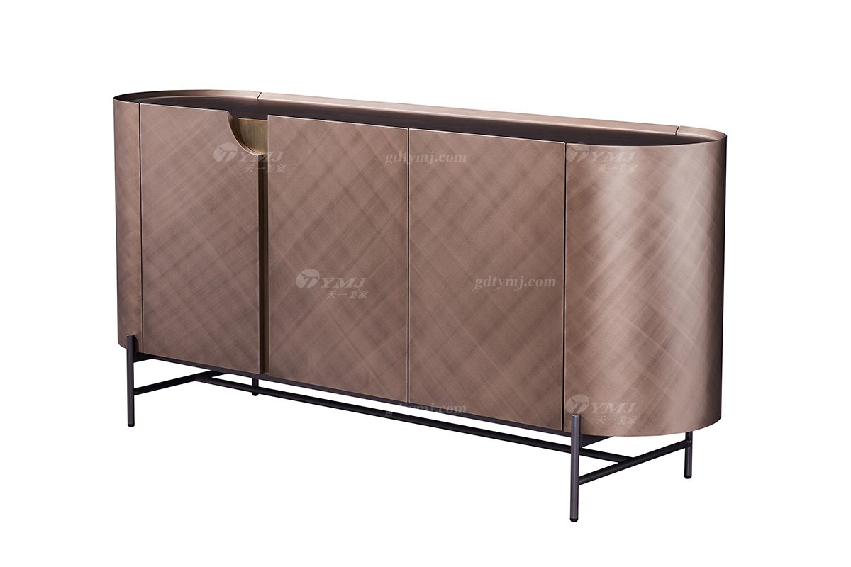 时尚91精品久久久久久水蜜桃意式极简家具别墅家用豪宅玫瑰金色+金属脚餐边柜