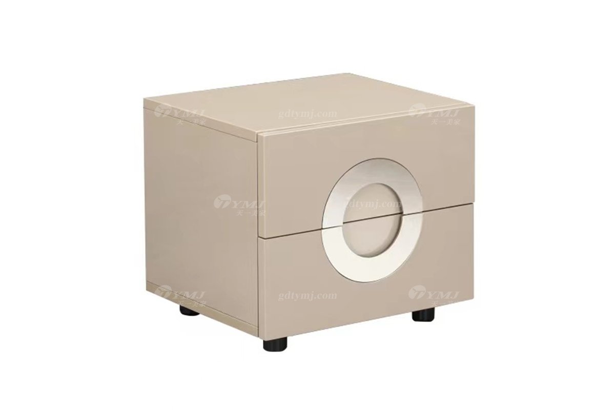 时尚91精品久久久久久水蜜桃现代简约家具别墅家用奢华卡其色亮光烤漆床头柜