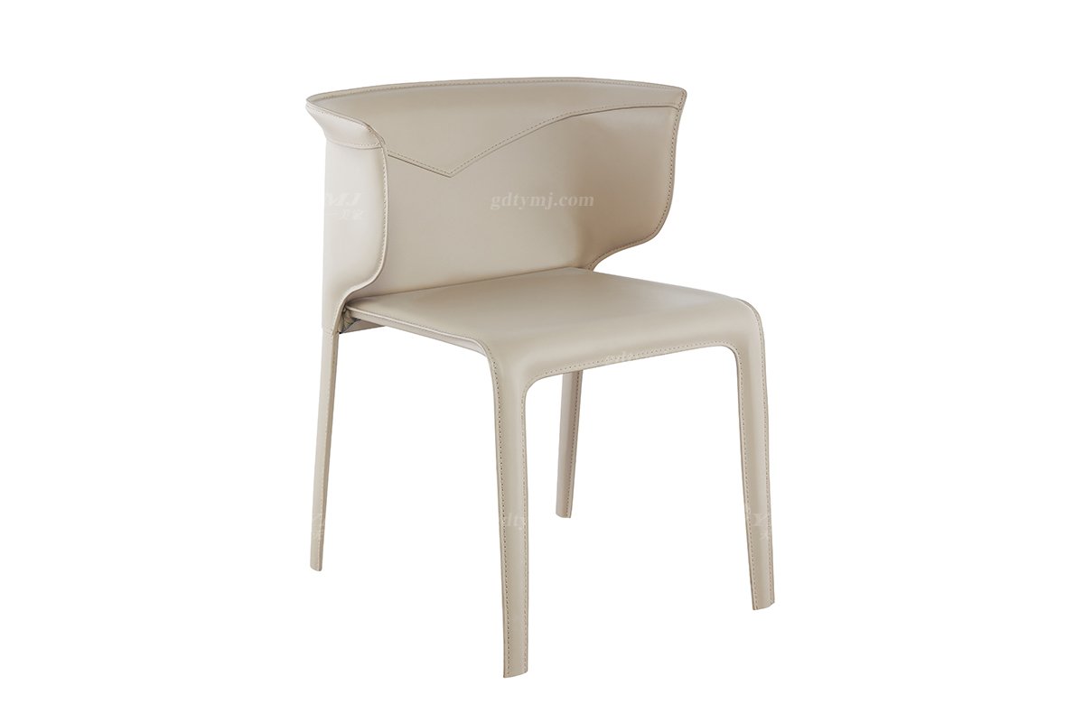 现代简约家具91精品久久久久久水蜜桃别墅会所家用时尚碳素钢皮艺餐椅DT809（卡其色）