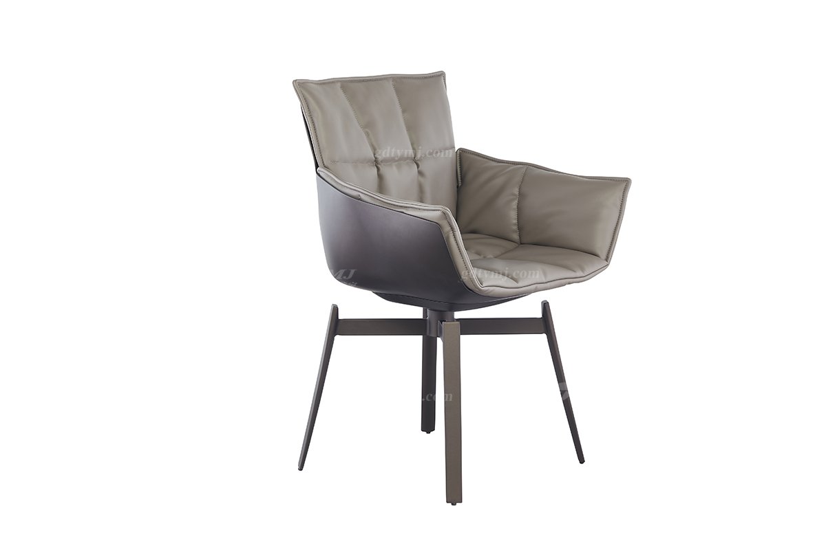 现代简约家具91精品久久久久久水蜜桃别墅会所家用时尚网红款真皮餐椅DT819（灰色）