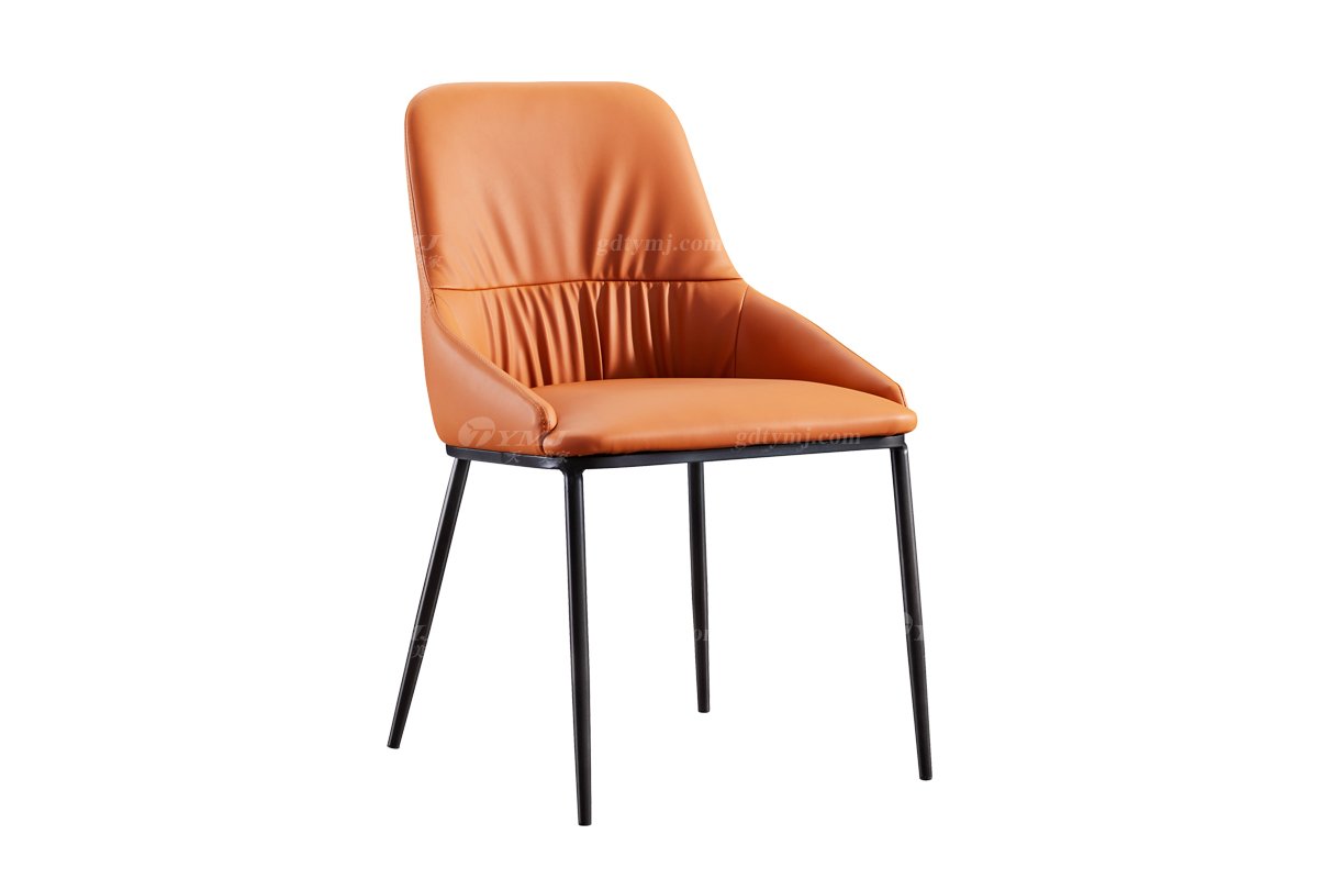 现代简约家具91精品久久久久久水蜜桃别墅会所家用时尚网红款橙色皮艺餐椅