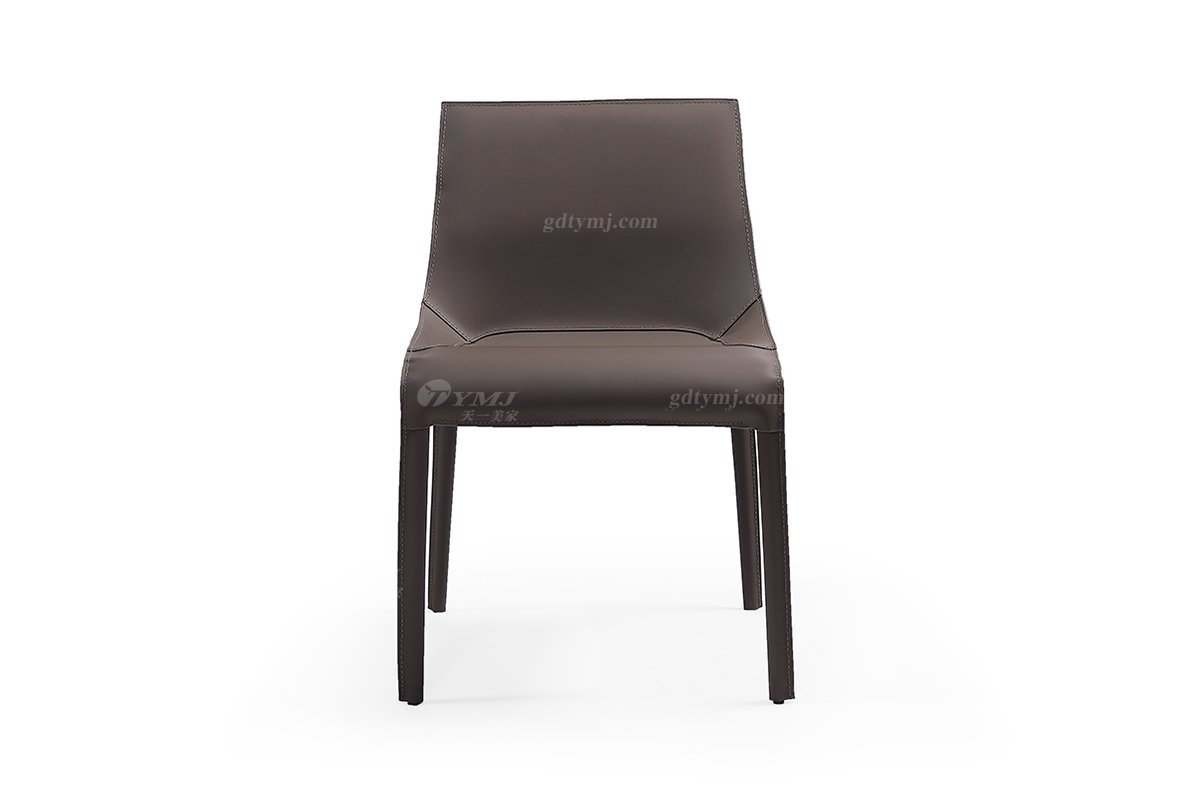  现代简约家具91精品久久久久久水蜜桃别墅会所家用时尚咖啡色皮艺餐椅