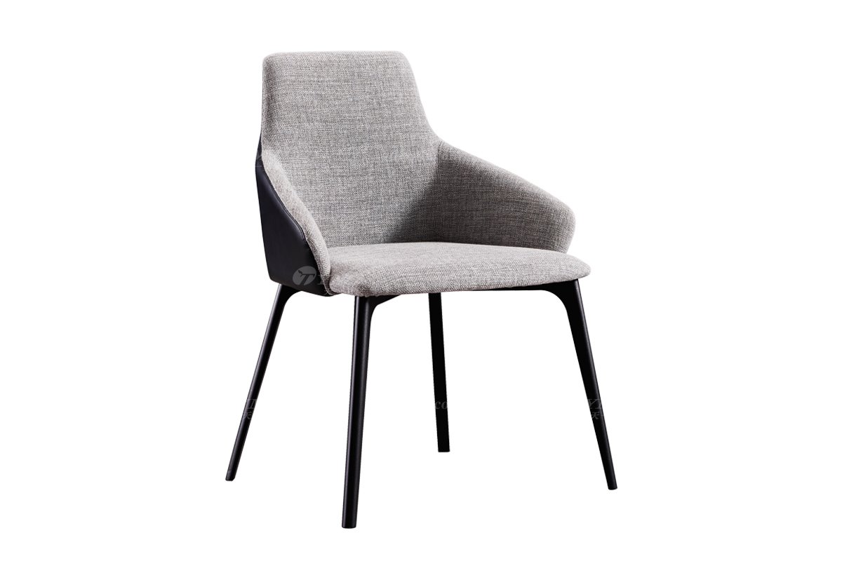  现代简约家具91精品久久久久久水蜜桃别墅会所家用时尚灰色皮布艺结合餐椅