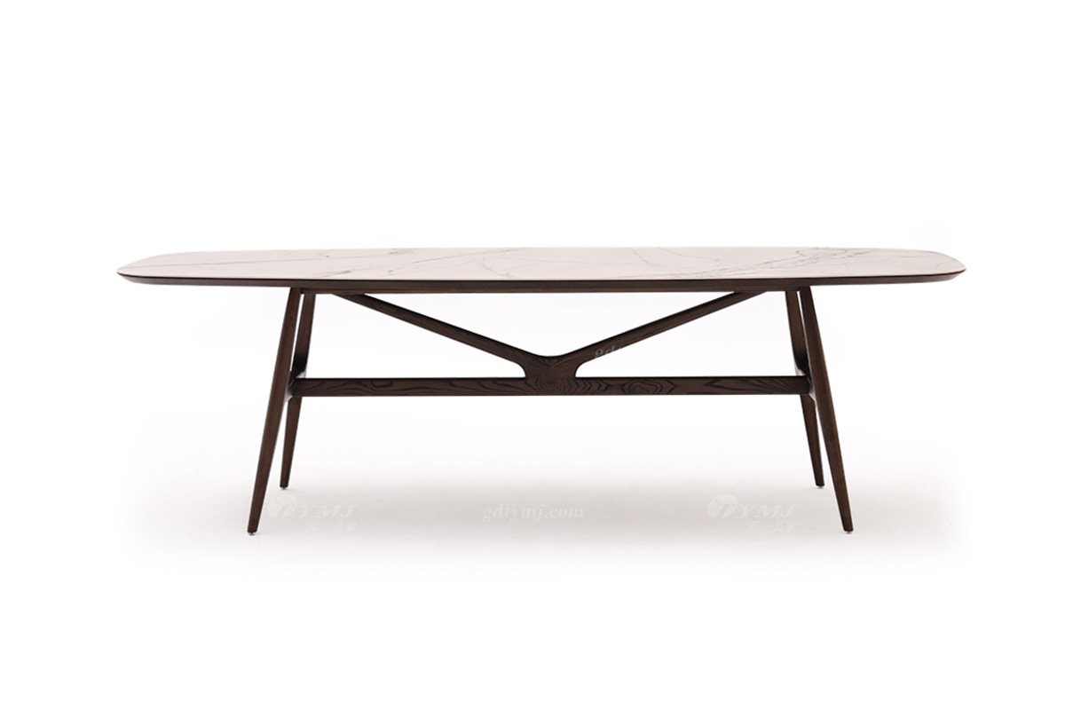  现代简约家具91精品久久久久久水蜜桃别墅会所家用时尚实木+岩板台面长餐台