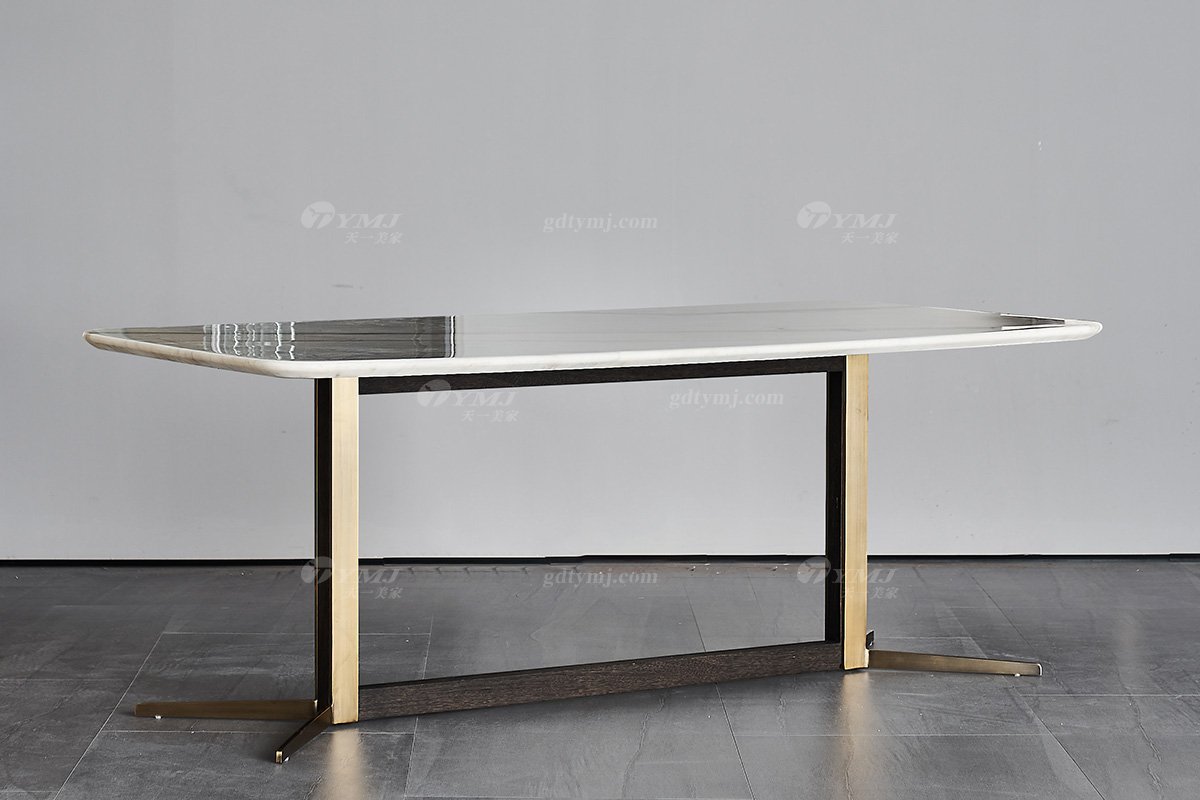  现代简约家具91精品久久久久久水蜜桃别墅会所家用时尚天然大理石长餐台2028-1