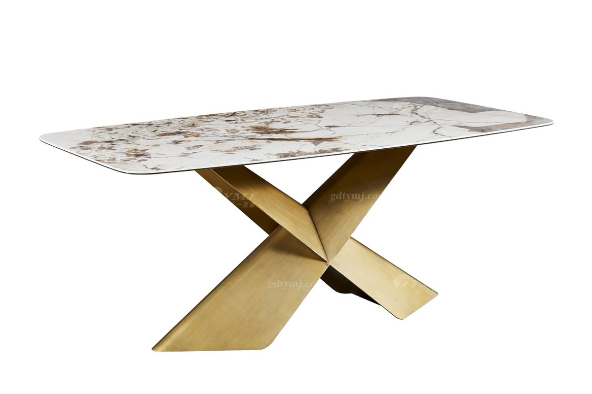  现代简约家具91精品久久久久久水蜜桃别墅会所家用时尚潘多拉岩板长餐台