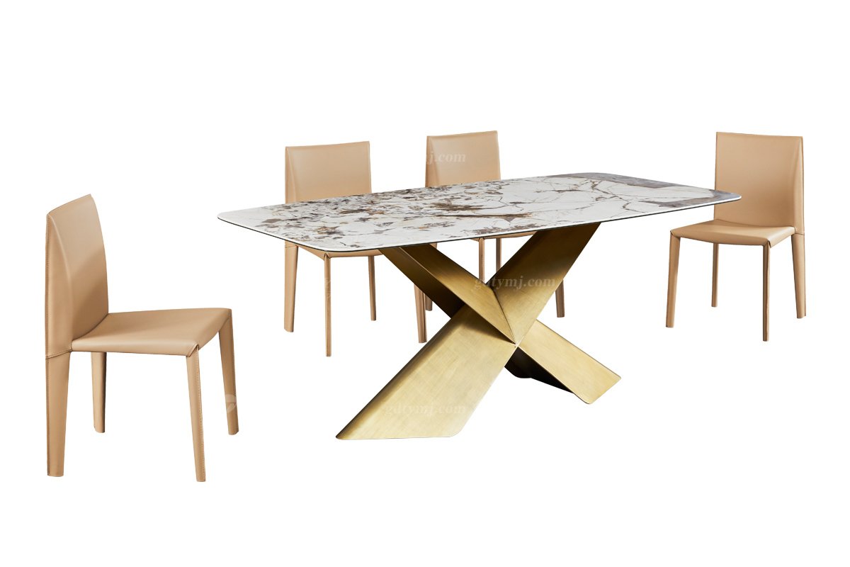  现代简约家具91精品久久久久久水蜜桃别墅会所家用时尚潘多拉岩板长餐台21010A-1