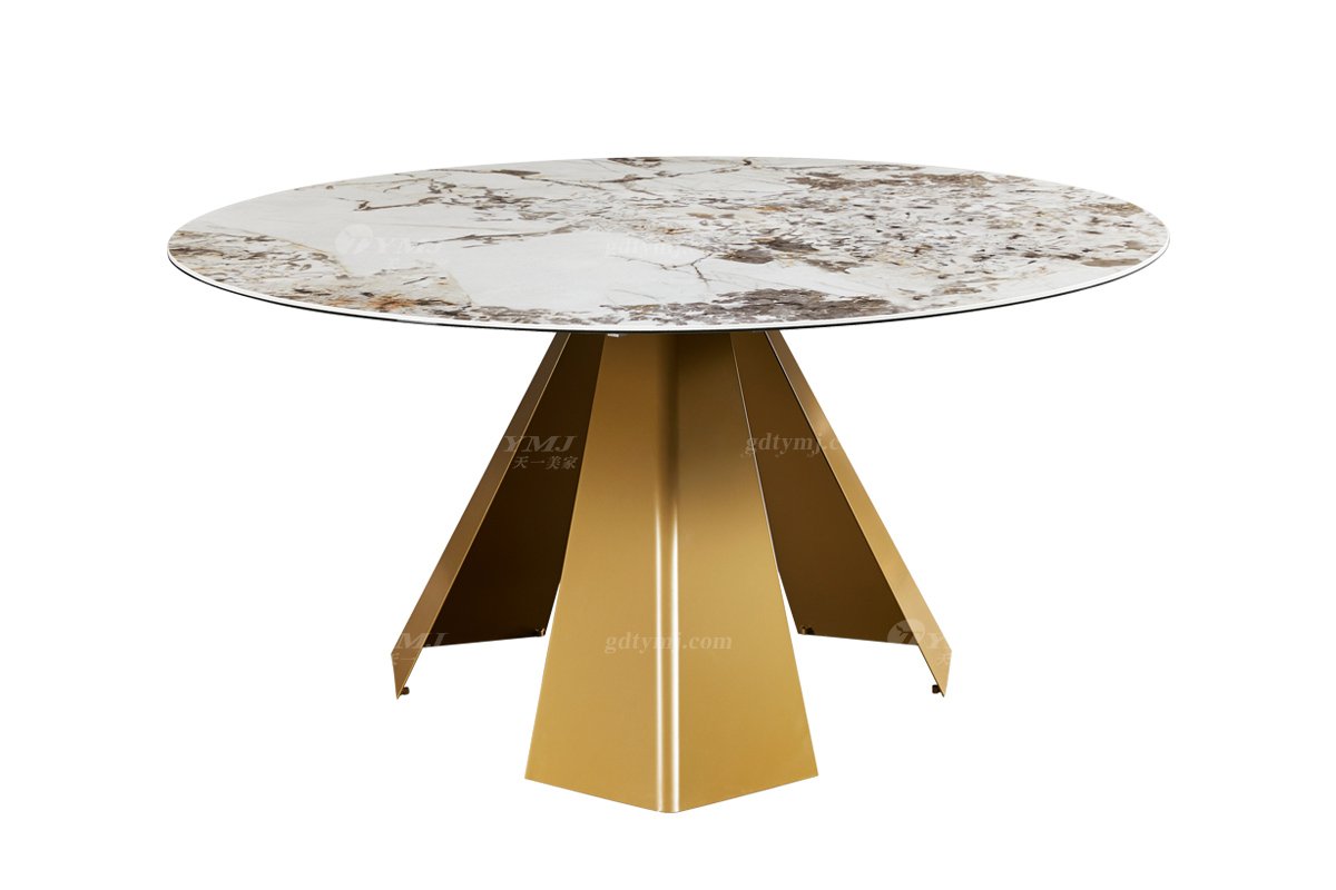  现代简约家具91精品久久久久久水蜜桃别墅会所家用时尚潘多拉岩板圆餐台