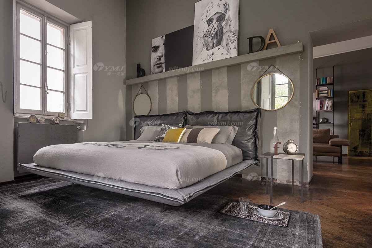  现代简约家具91精品久久久久久水蜜桃别墅会所家用时尚舒适创意工业风大床婚床双人床A2239场景
