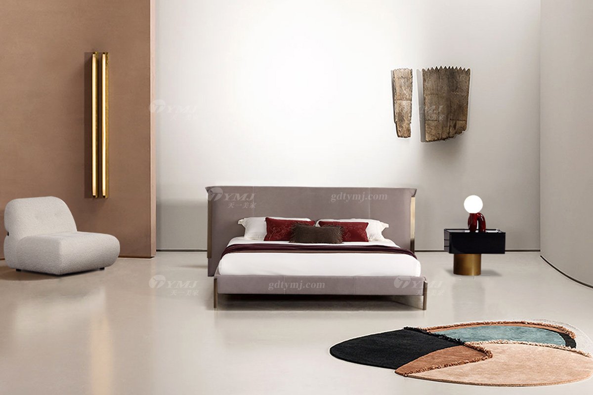  现代简约家具91精品久久久久久水蜜桃别墅会所家用时尚舒适皮布艺大床婚床双人床A2311场景