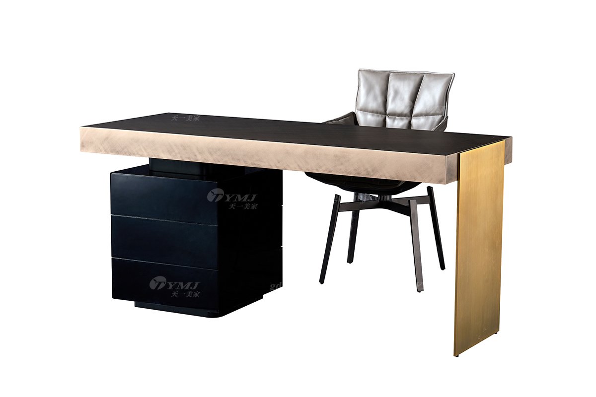  现代简约家具91精品久久久久久水蜜桃别墅会所家用时尚高级玫瑰金金属色书桌18005-1.6-1