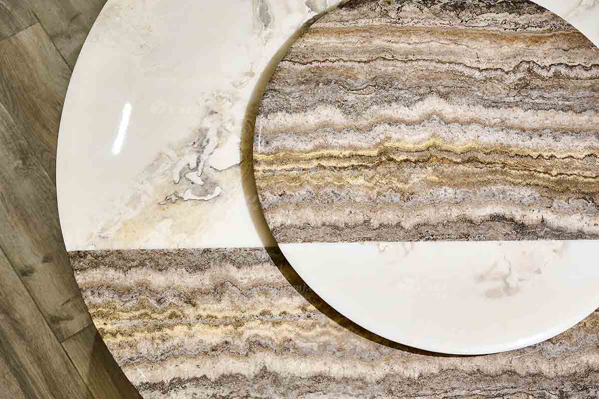 意式亚洲成AV人在线观看片水蜜桃91精品久久久久久水蜜桃别墅会所大宅家用时尚创意大理石+钛金属圆餐台FB118D25RL细节