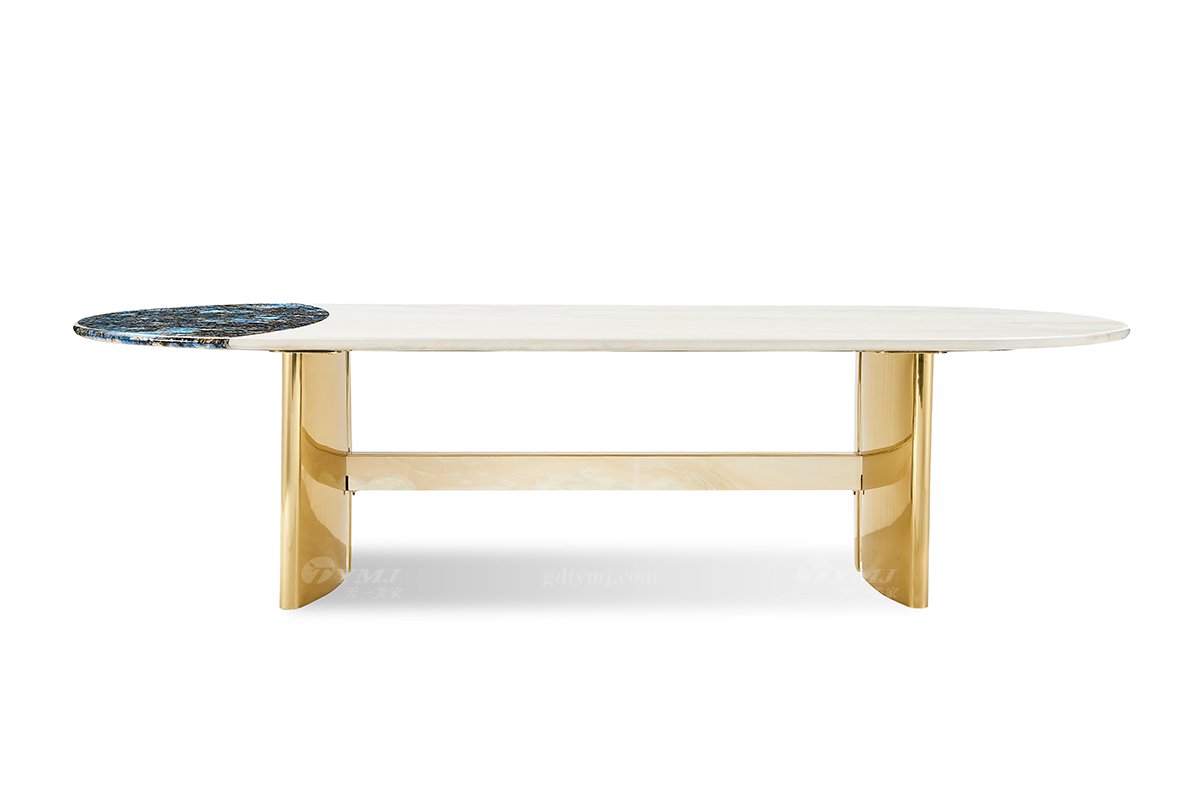 意式亚洲成AV人在线观看片水蜜桃91精品久久久久久水蜜桃别墅会所大宅家用时尚2.4米大理石+钛金属椭圆餐台