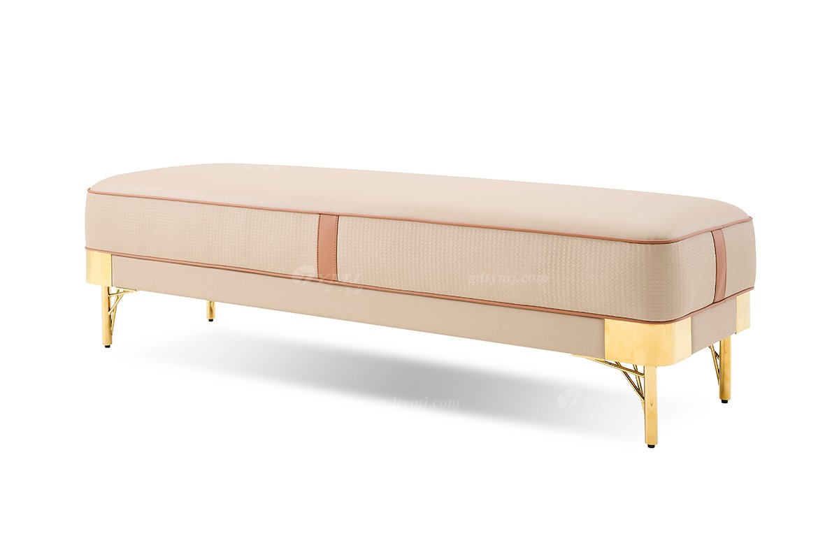 意式亚洲成AV人在线观看片水蜜桃91精品久久久久久水蜜桃别墅会所豪宅家用时尚奢华不锈钢镜面金属米黄色床尾凳118B18床尾凳1