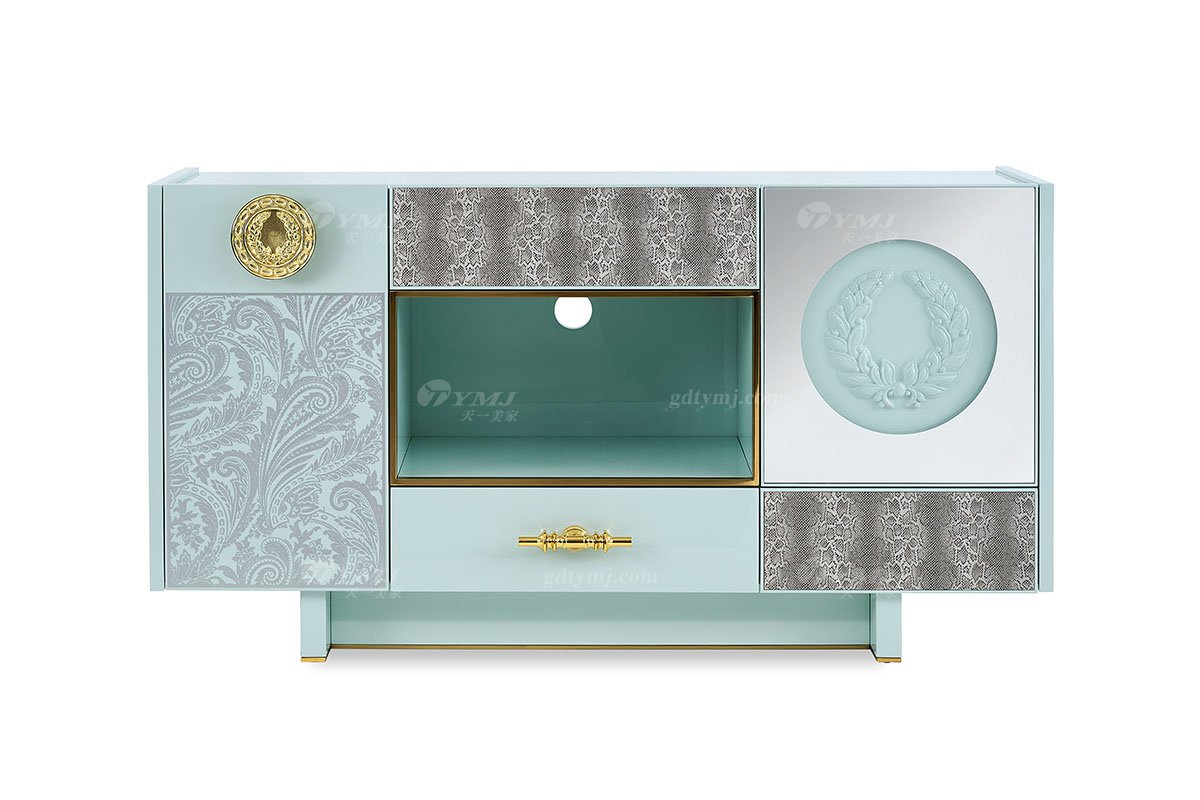 意式亚洲成AV人在线观看片水蜜桃91精品久久久久久水蜜桃别墅会所豪宅家用时尚奢华不锈钢金属绿色餐边柜